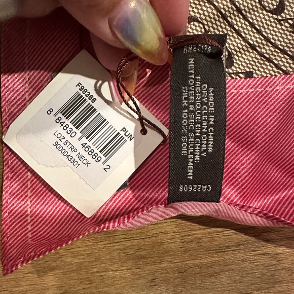 NWT Coach Pink and Brown Logo Silk Scarf - Picture 3 of 7